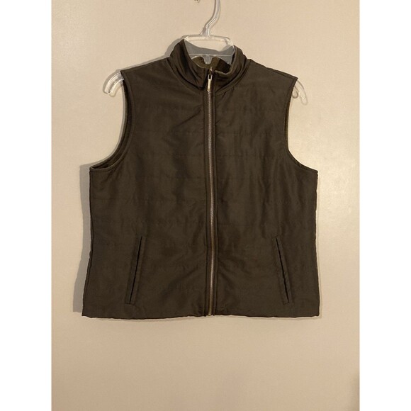 Lauren Ralph Lauren Women Reversible Vest LP L Petite Brown Knit Quilted Riding - Picture 7 of 15